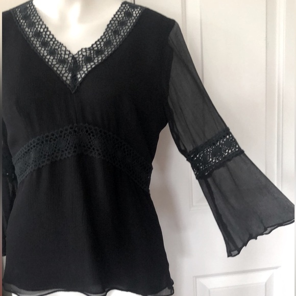 Spenser Jeremy Silk Top with Crochet Trim - Picture 6 of 6